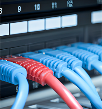 A bunch of wires are connected to the bottom of a rack.