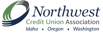 A green banner with the words " north bend credit union association " in blue.