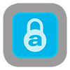 A blue button with an image of a padlock.